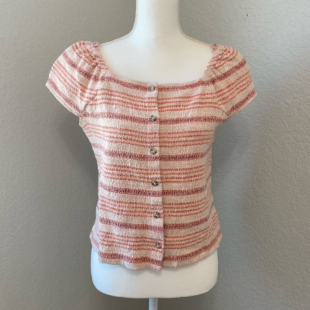 MADEWELL Texture & Thread pink striped blouse